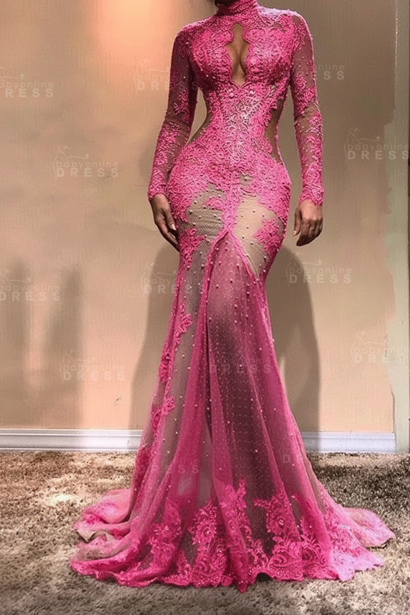 Gorgeous Long Sleeve Mermaid Evening Dress | Lace Formal Dress