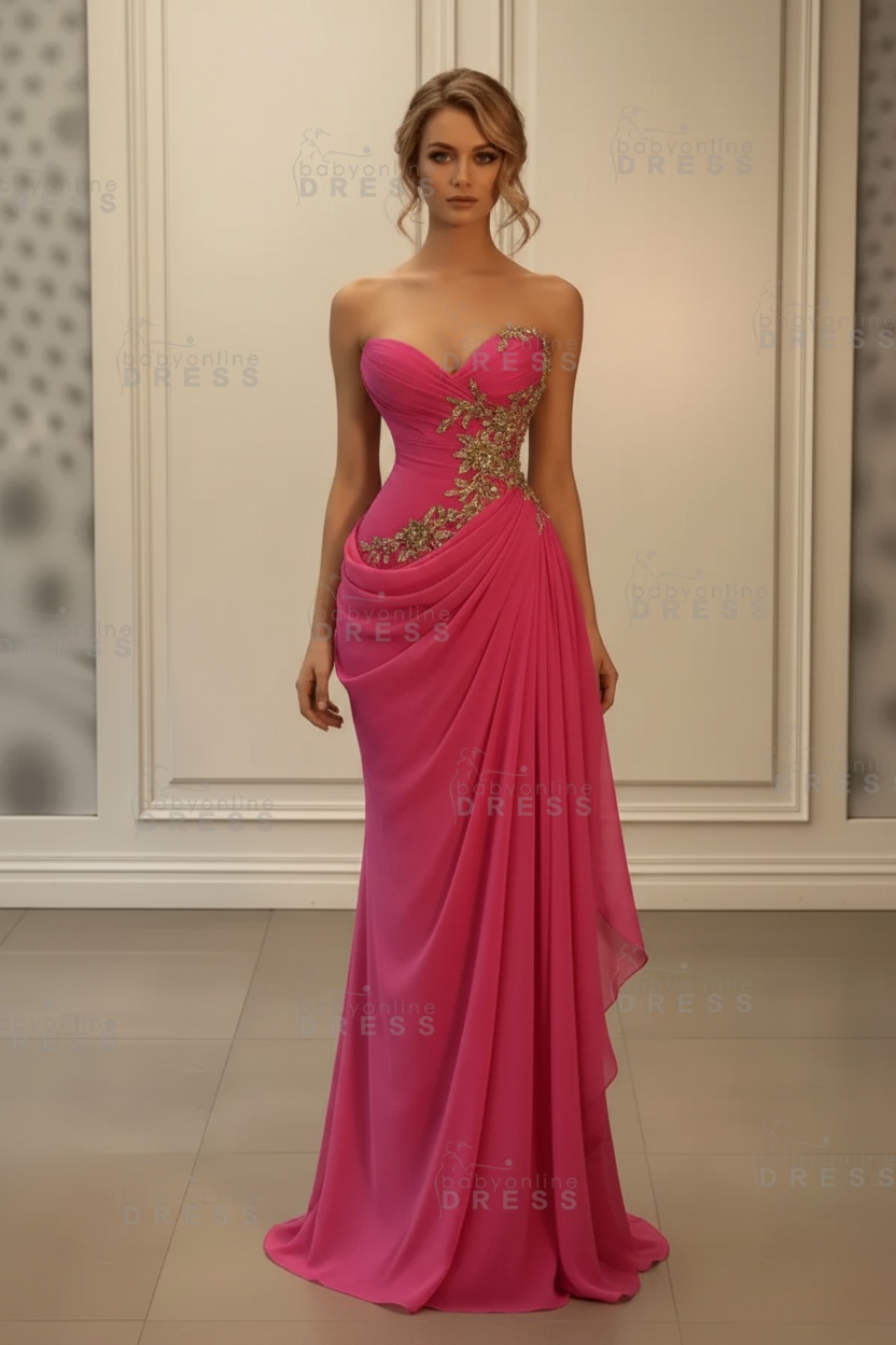 Stunning Sweetheart Strapless Ruffles Bodycon Prom Dress with Appliques