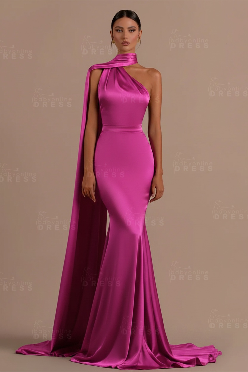 Black One shoulder Mermaid Long Sleeveless Prom Dresses