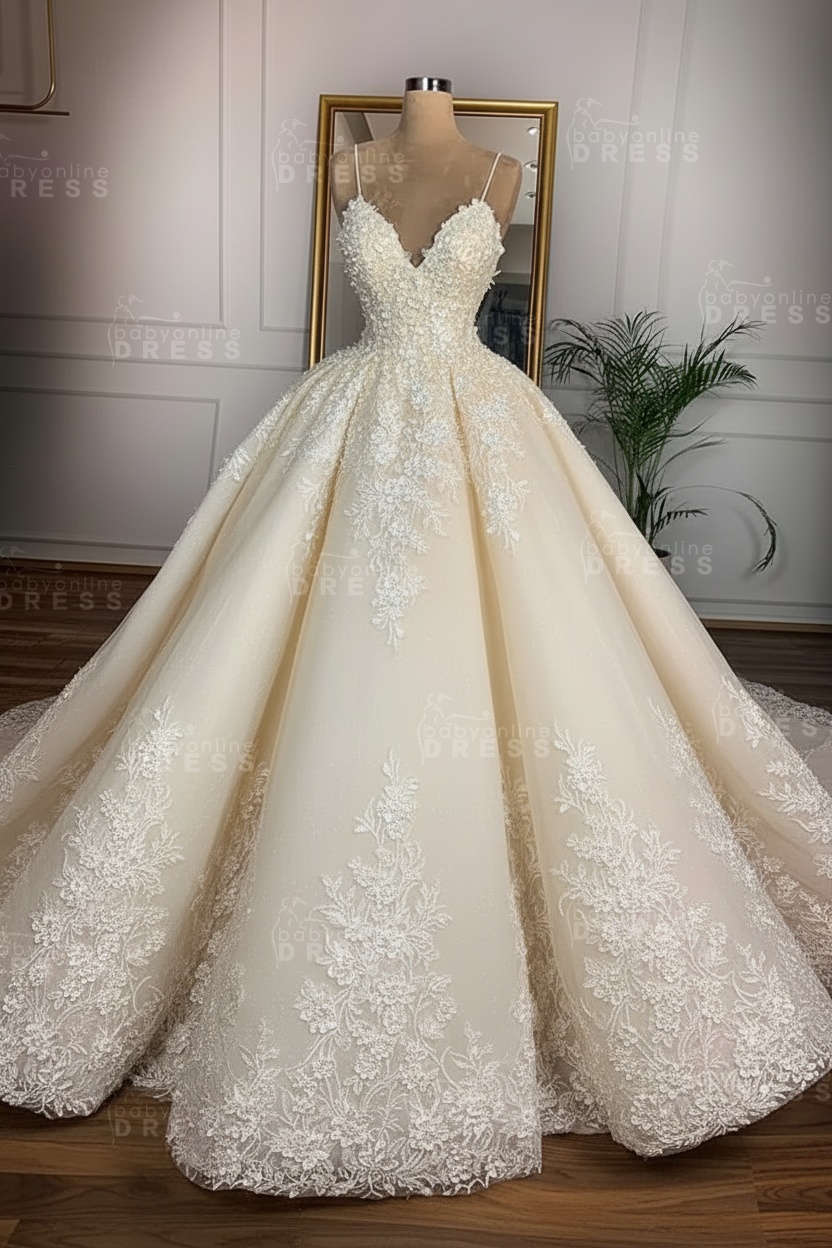 Sweetheart White Ball Gown Luxury Lace Wedding Dresses