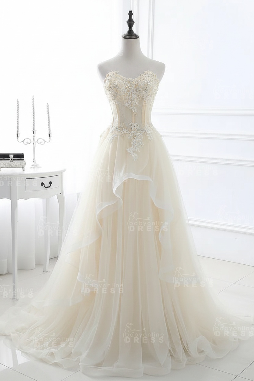 CHARLIZE |Ball Gown Sweetheart Tulle Sky Blue Prom Dress with Sequins BM0422