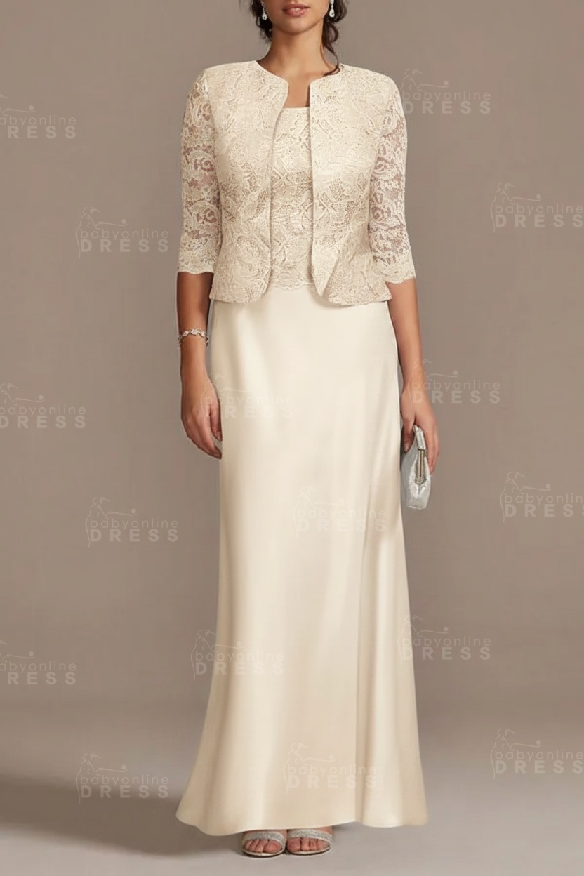 Long sleeves Sky blue Column Long Mother of the bride Dress