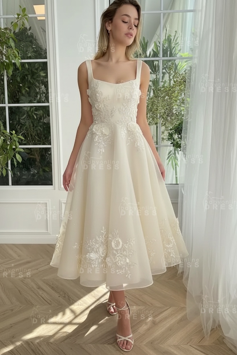 Burgundy Ankle length square neck Homecoming Dress Tulle Aline Formal Dress