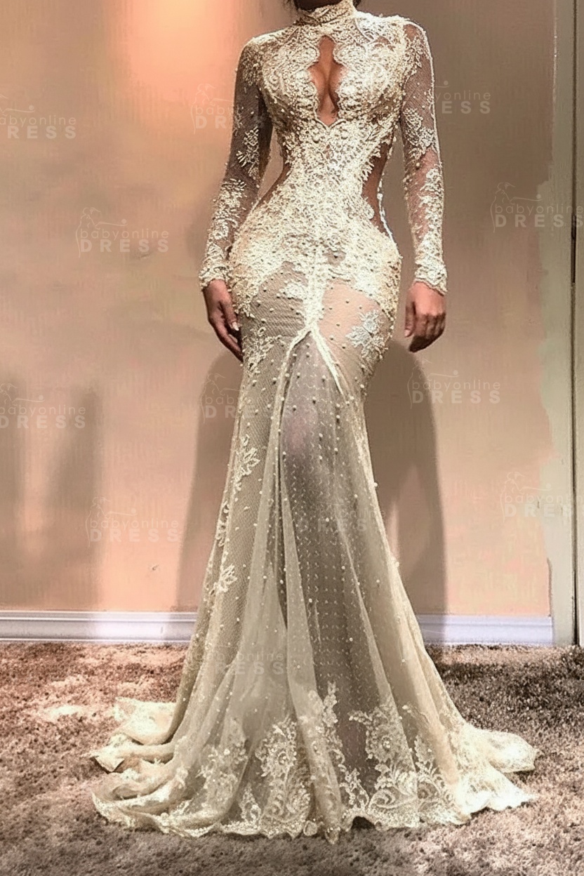 Gorgeous Long Sleeve Mermaid Evening Dress | Lace Formal Dress