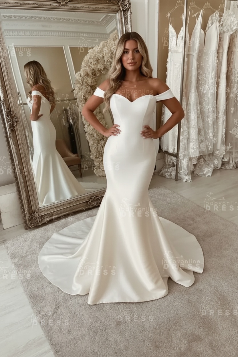 Off The Shoulder Mermaid Wedding Dresses | Chic Sleeveless Bridal Gowns Online