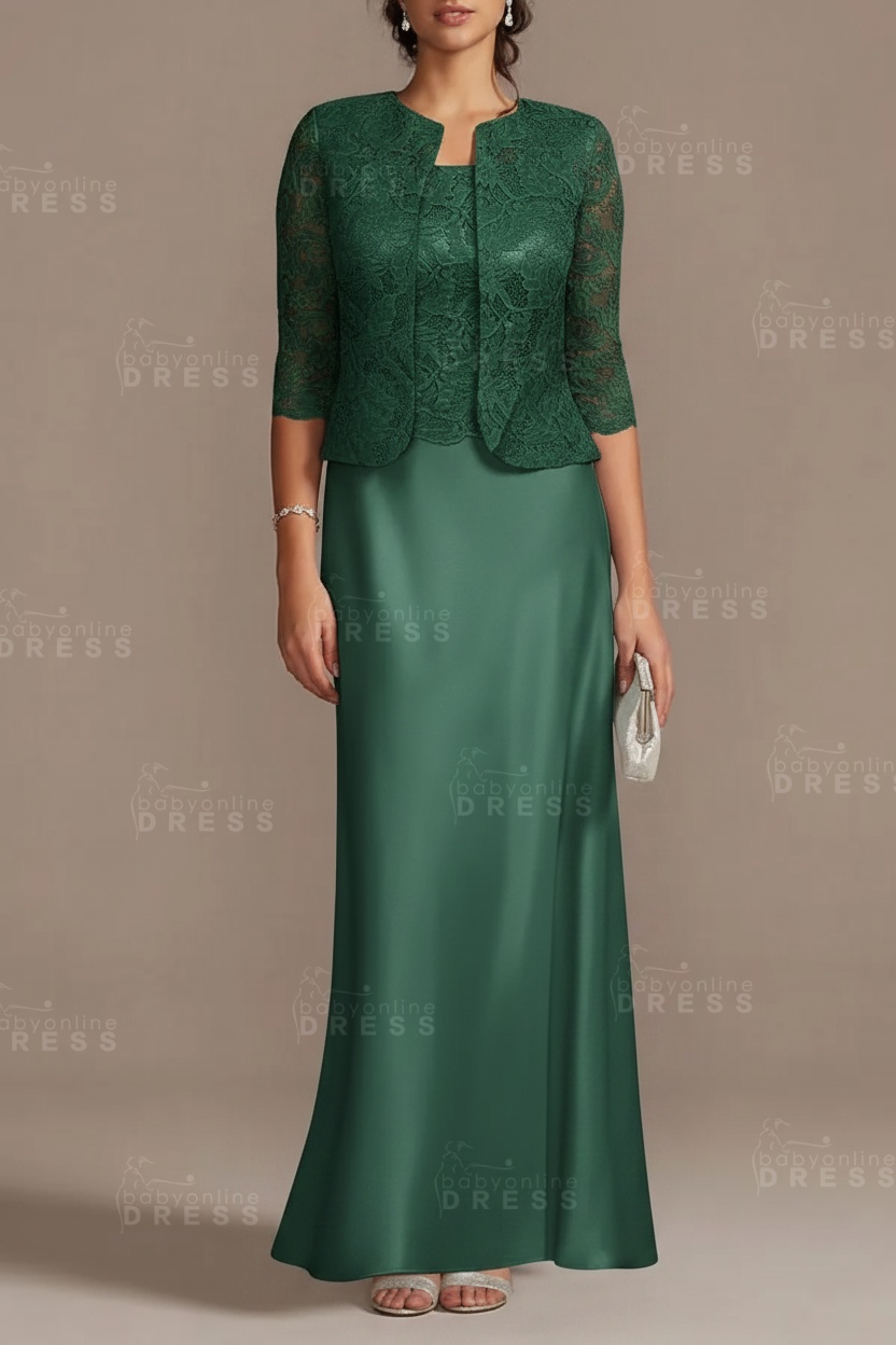 Long sleeves Sky blue Column Long Mother of the bride Dress