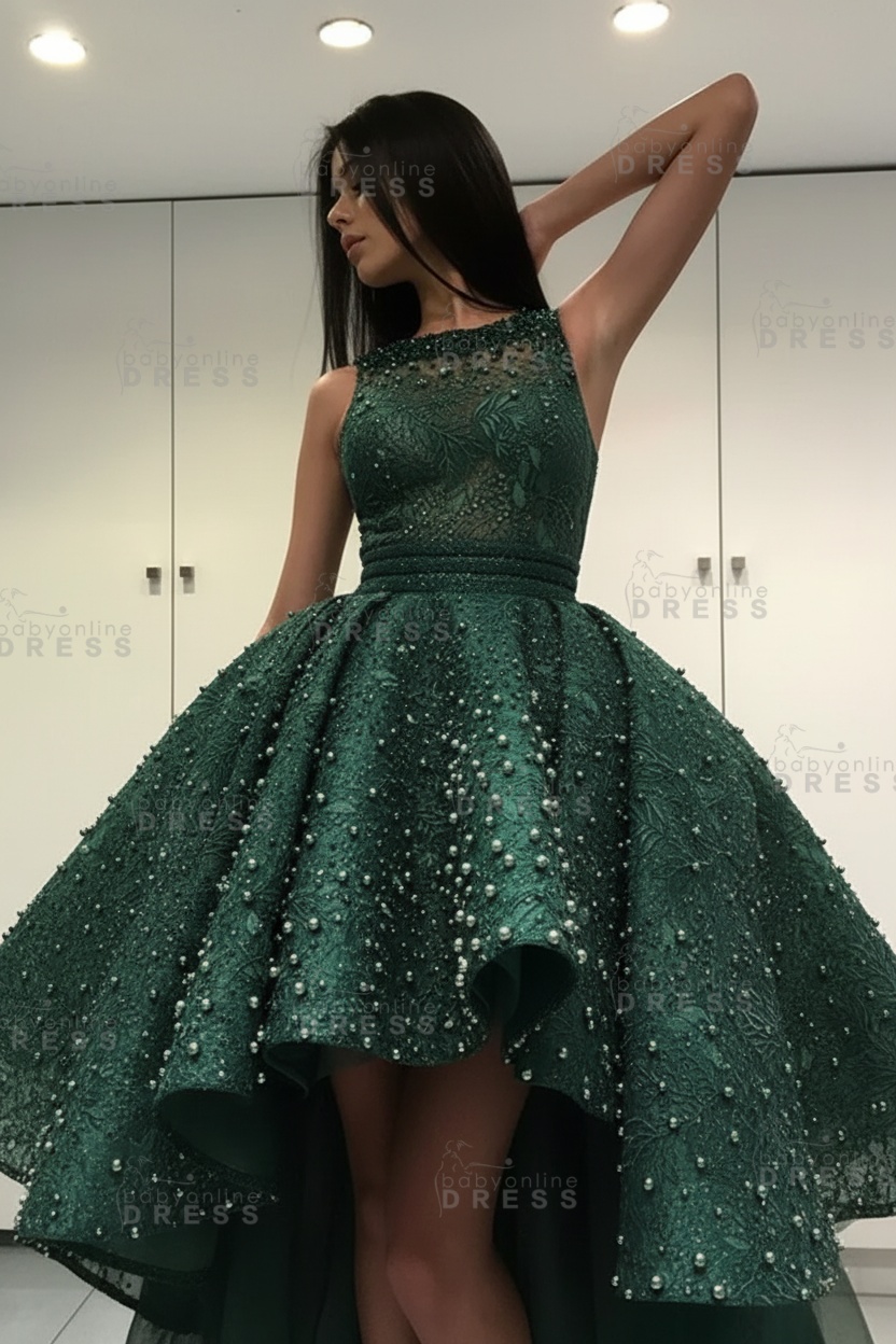 Gorgeous Sleeveless Beadings Short Hi-Lo Cocktail Dress Homecoming Dress