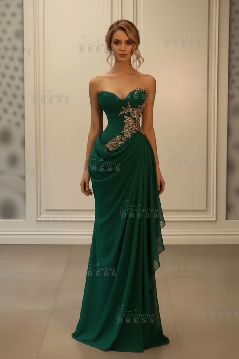 Stunning Sweetheart Strapless Ruffles Bodycon Prom Dress with Appliques