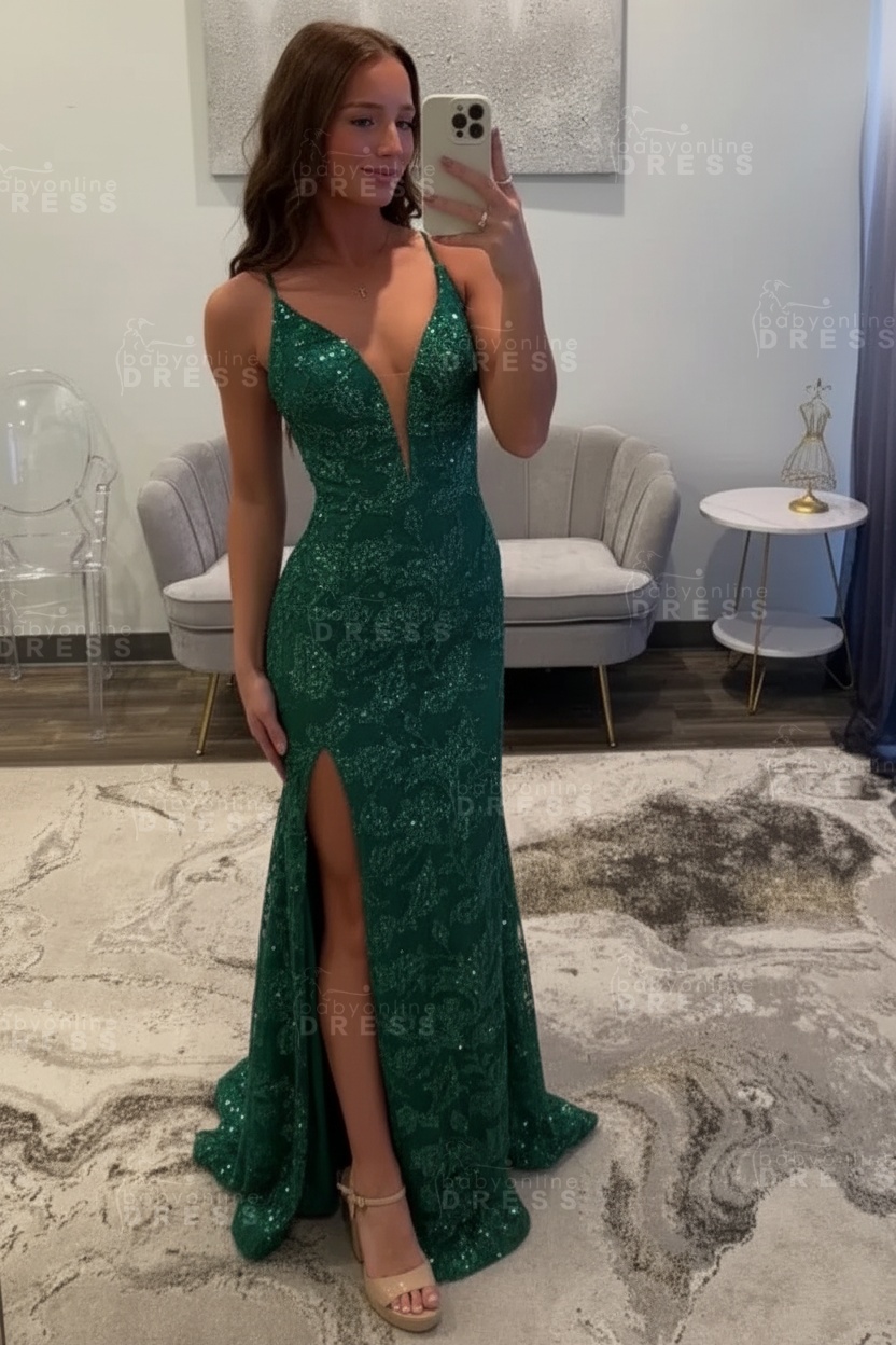 Sexy Glitter Black Prom Dress High Split Prom Dress Sleeveless