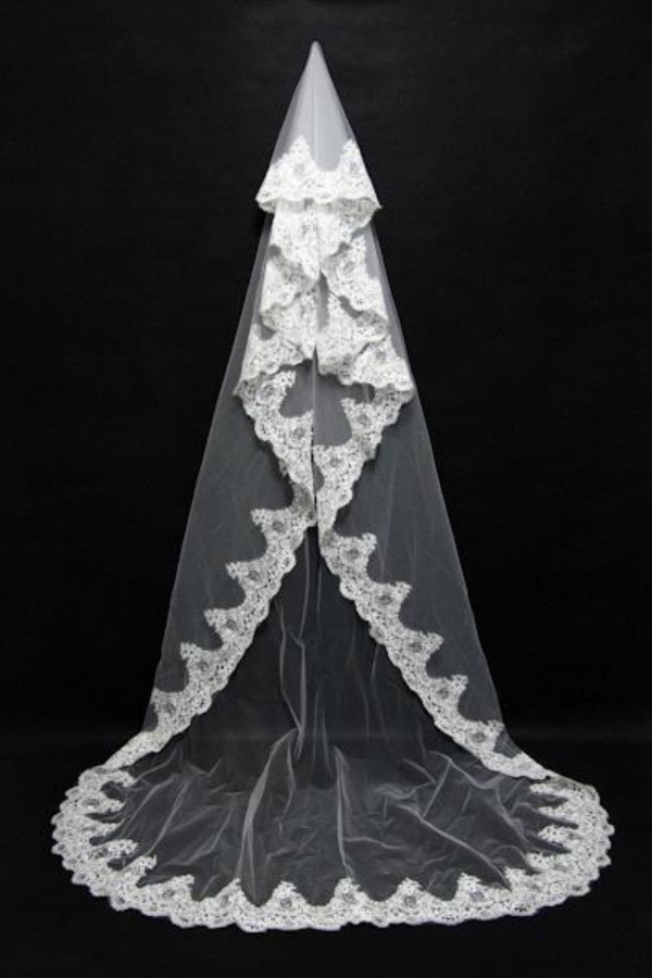 Lace Applique Tulle Edge Wedding Veils