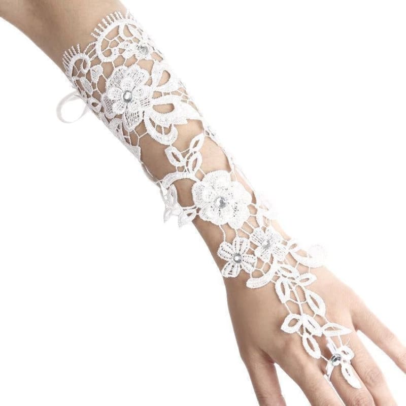 Lace Crystal Beaded Fingerless Wedding Gloves | Babyonlinewholesale - wedding gloves