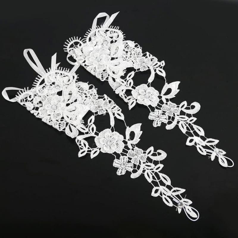Lace Crystal Beaded Fingerless Wedding Gloves | Babyonlinewholesale - wedding gloves