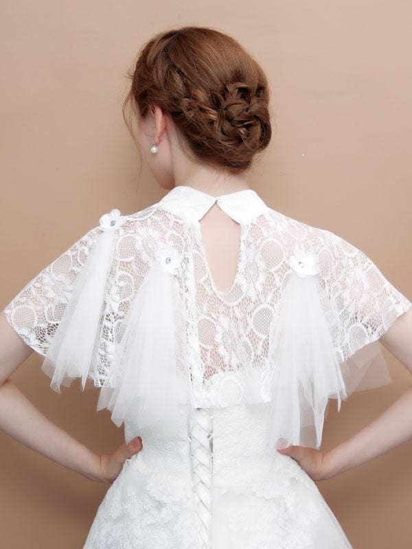 Lace High Collar White Wedding Wraps | Babyonlinewholesale-Babyonlinewholesale