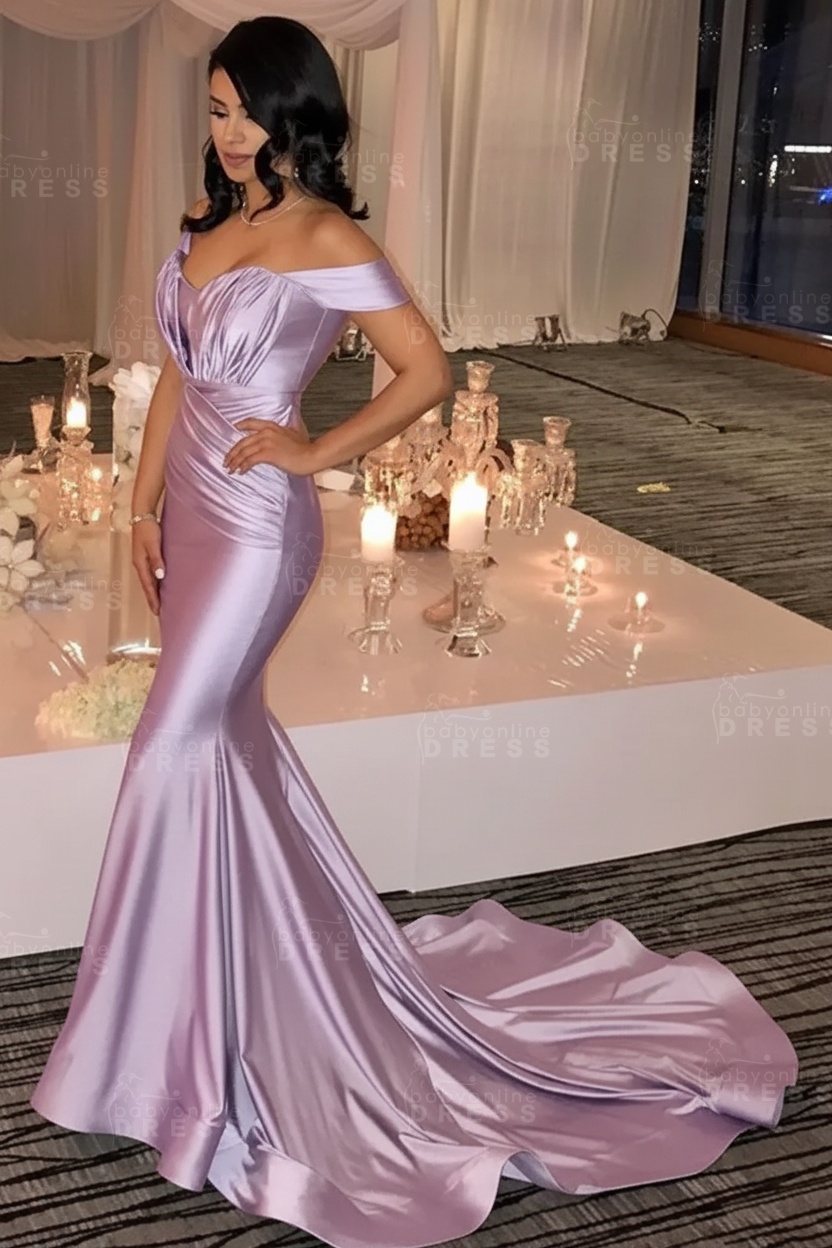 Off The Shoulder Champagne Gold Sexy Prom Dresses Mermaid Lates Popular Evening Gown