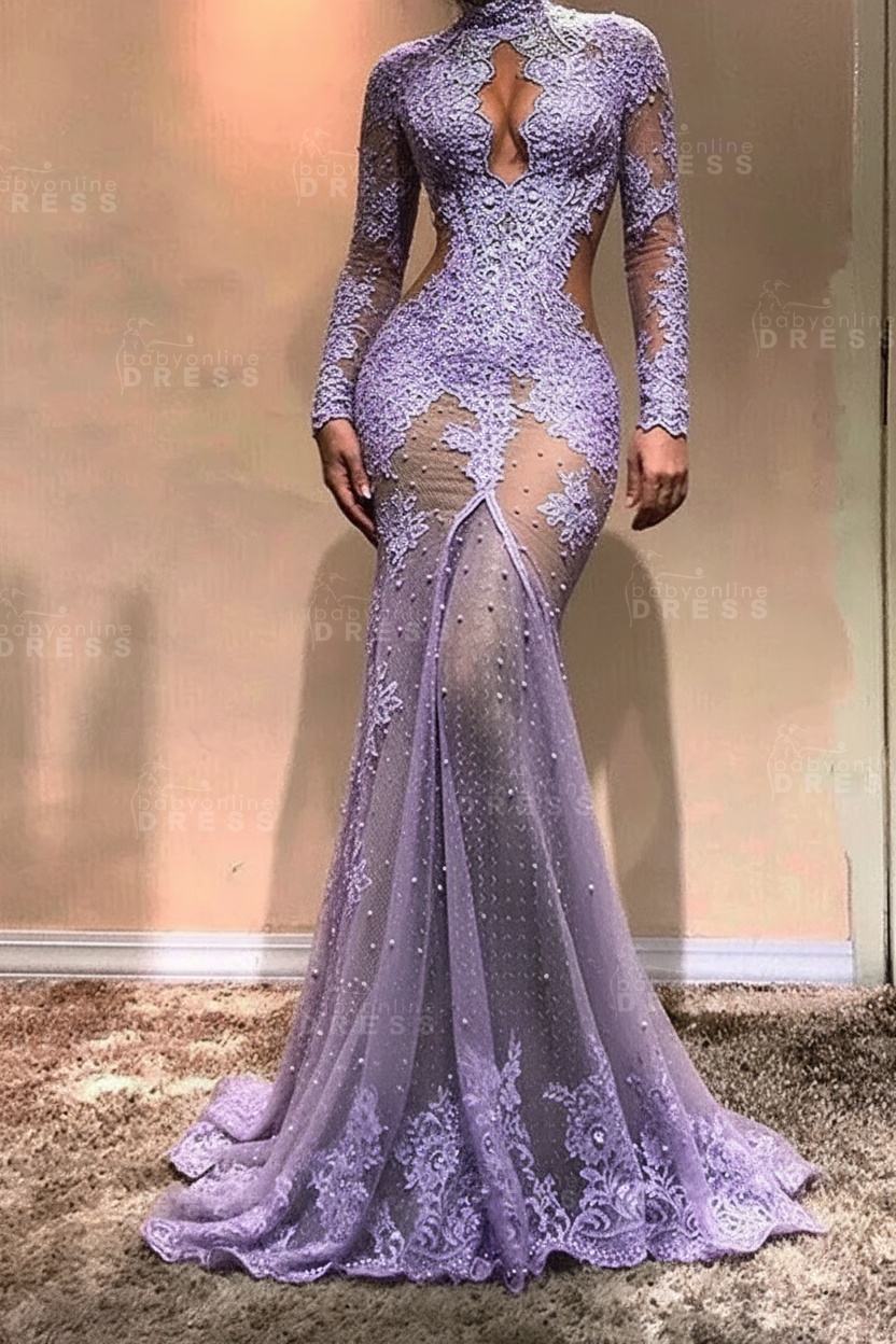 Gorgeous Long Sleeve Mermaid Evening Dress | Lace Formal Dress