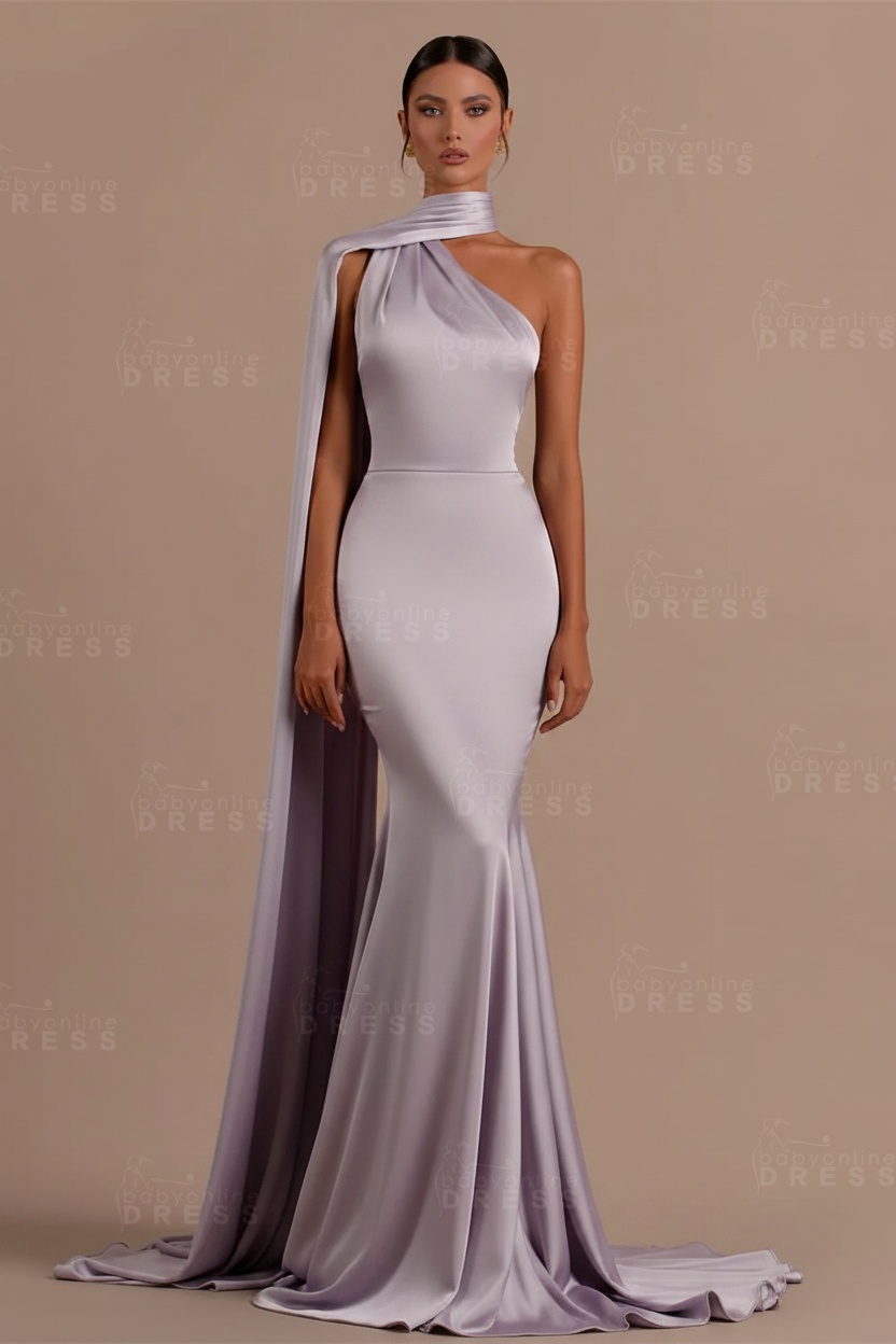 Black One shoulder Mermaid Long Sleeveless Prom Dresses