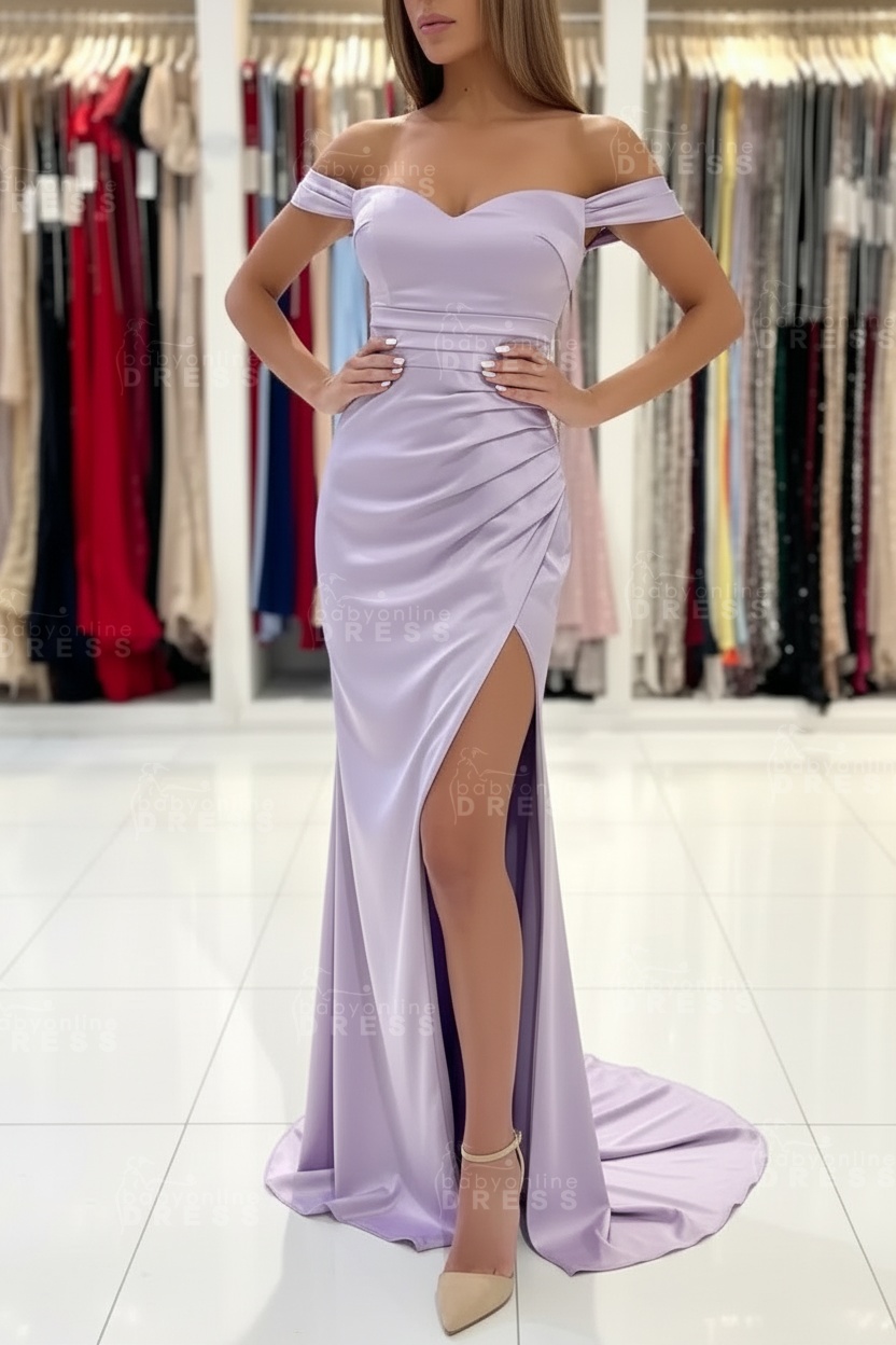 Simple Red Off Shoulder Sweetheart Mermaid Long Prom Dress