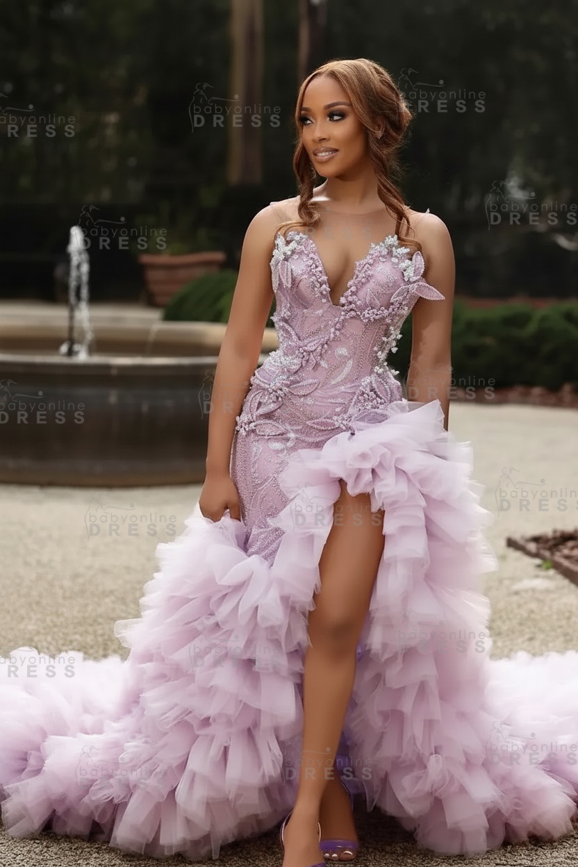 Gorgeous Pink Sweetheart Beadings Sleeveless Mermaid Prom Dress with Ruffles
