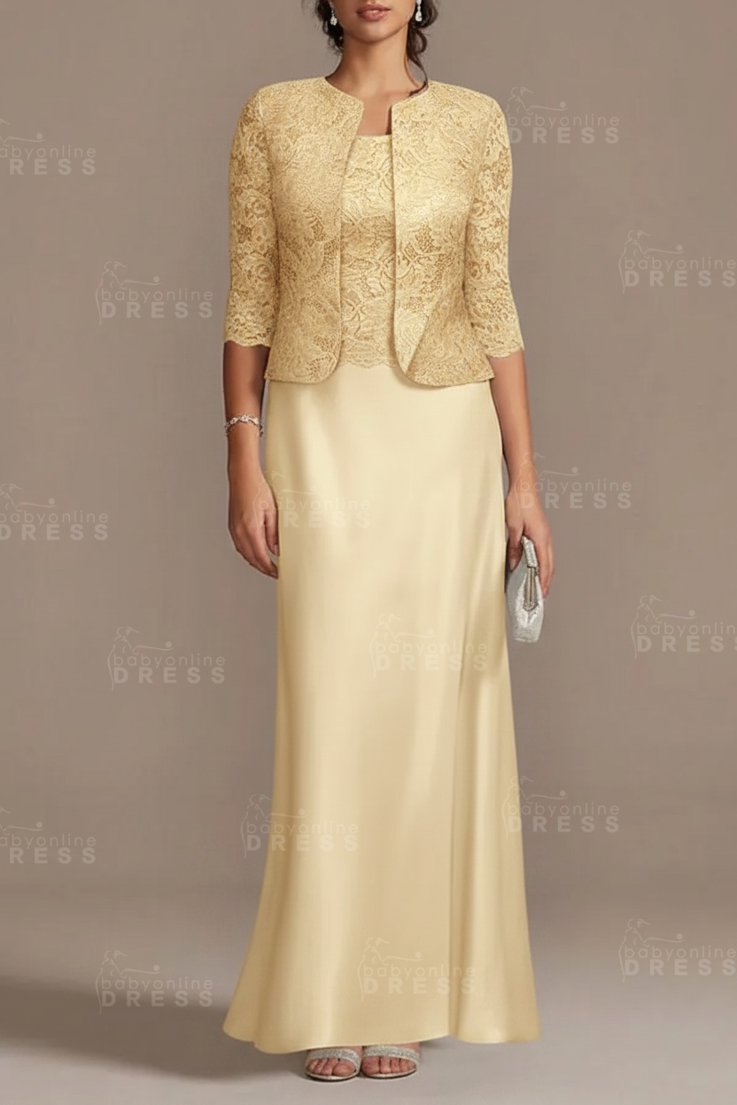 Long sleeves Sky blue Column Long Mother of the bride Dress