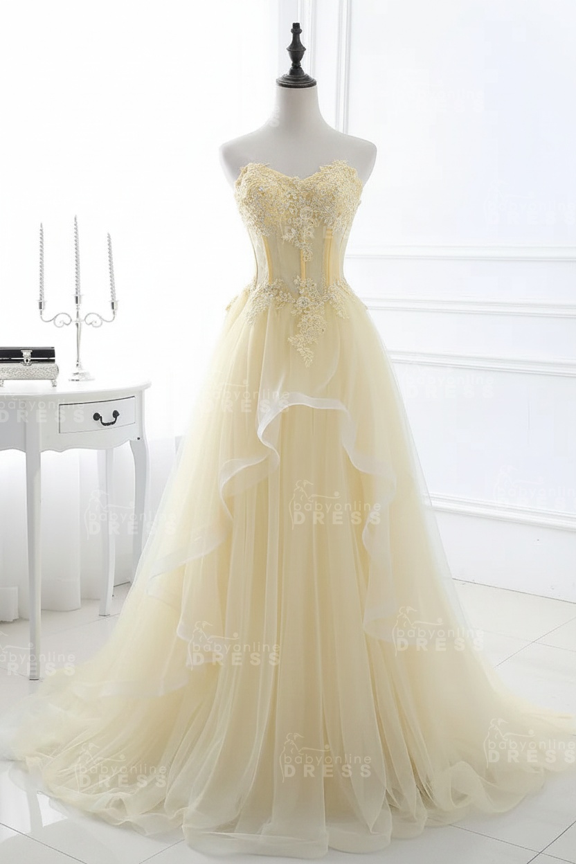 CHARLIZE |Ball Gown Sweetheart Tulle Sky Blue Prom Dress with Sequins BM0422