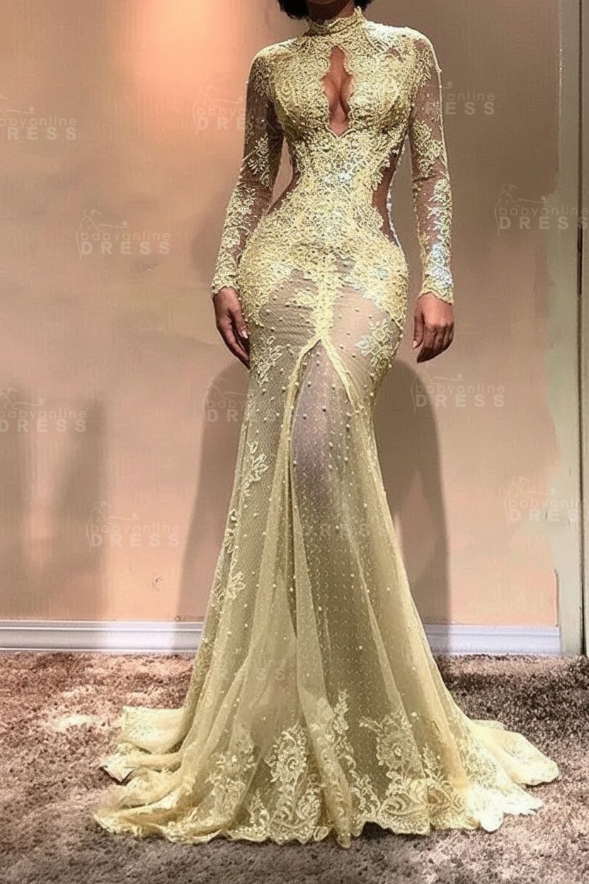 Gorgeous Long Sleeve Mermaid Evening Dress | Lace Formal Dress