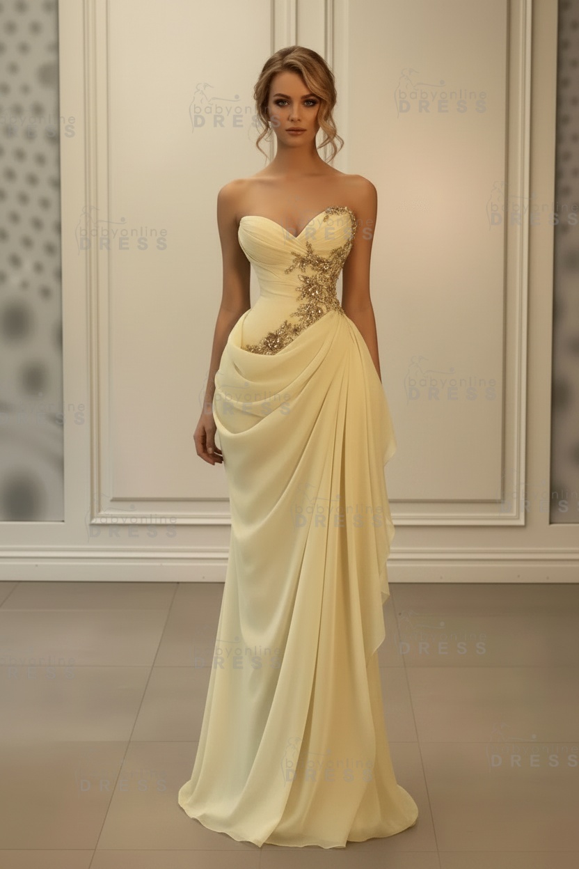 Stunning Sweetheart Strapless Ruffles Bodycon Prom Dress with Appliques