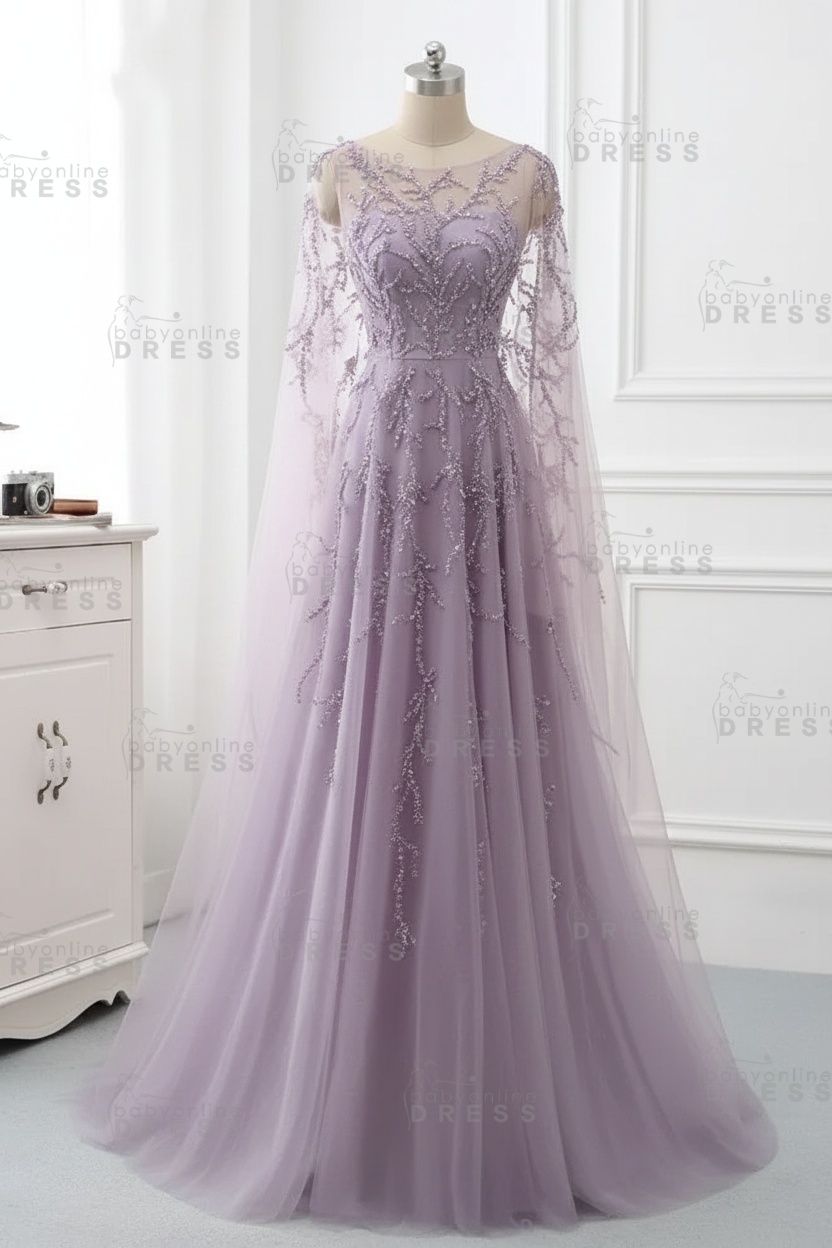 Elegant Jewel Long Sleeves Ruffle Prom Dresses with Beadings Online