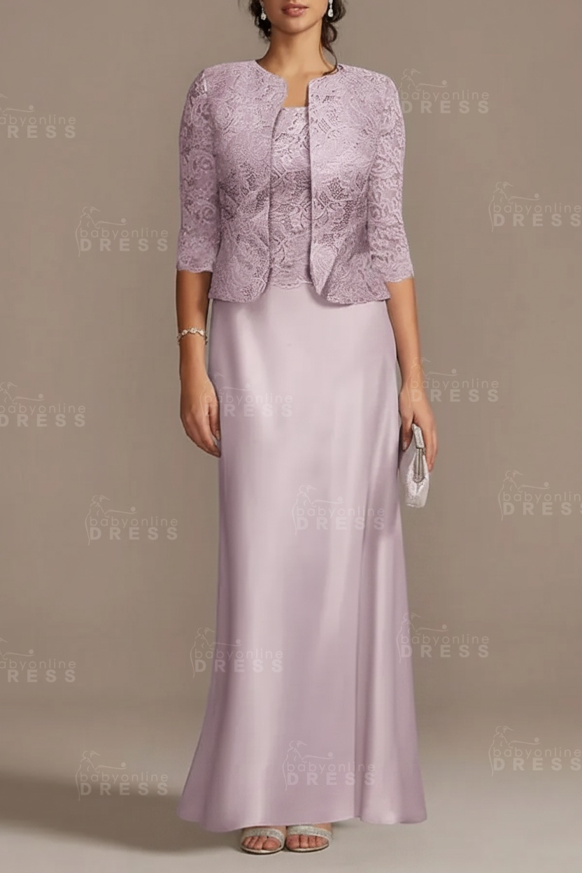 Long sleeves Sky blue Column Long Mother of the bride Dress