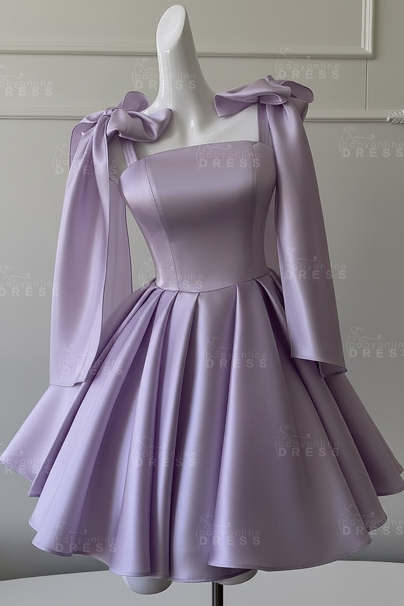 Cute Spaghetti Straps Aline Homecoming Dress Short Satin Prom Dress