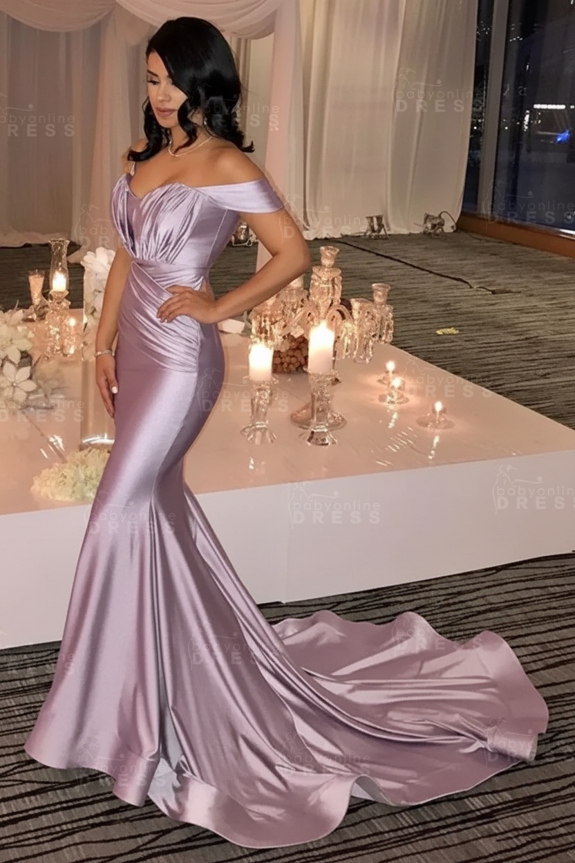 Off The Shoulder Champagne Gold Sexy Prom Dresses Mermaid Lates Popular Evening Gown