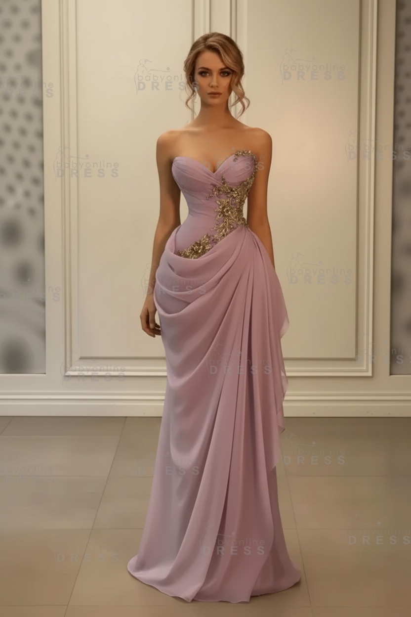 Stunning Sweetheart Strapless Ruffles Bodycon Prom Dress with Appliques