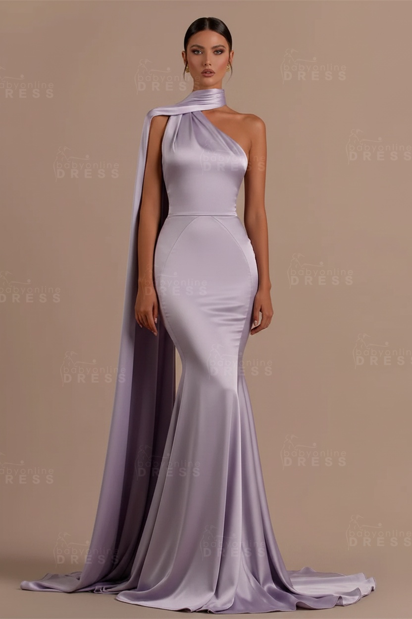 Black One shoulder Mermaid Long Sleeveless Prom Dresses