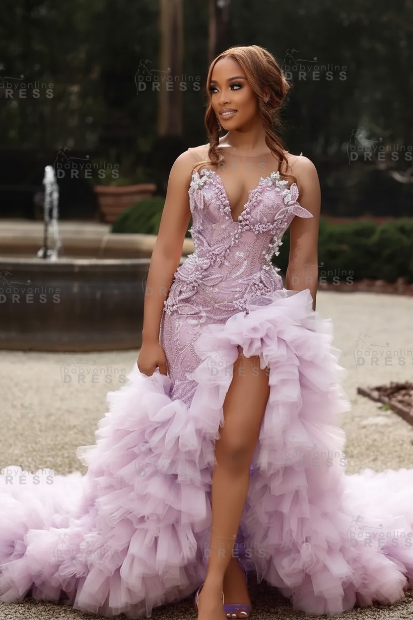 Gorgeous Pink Sweetheart Beadings Sleeveless Mermaid Prom Dress with Ruffles