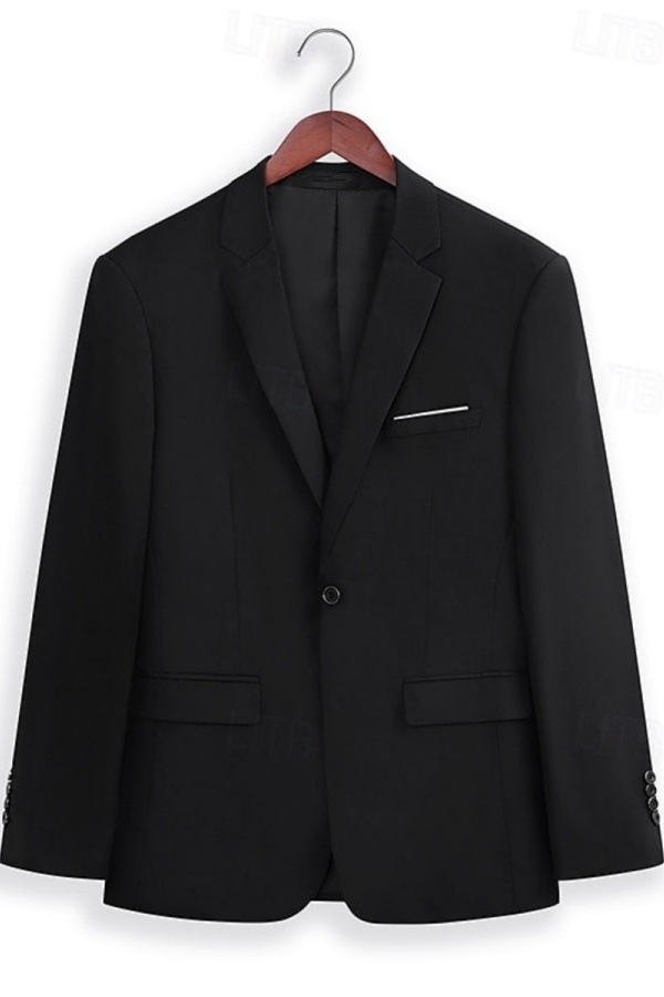 Classic Black 2-Piece Men's Suit Slim Fit Prom Wedding Tuxedo Suit with Notched Lapel