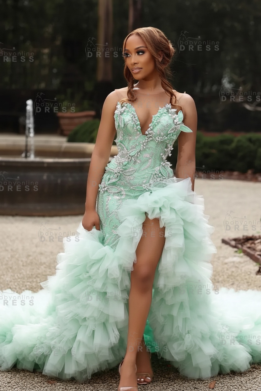 Gorgeous Pink Sweetheart Beadings Sleeveless Mermaid Prom Dress with Ruffles