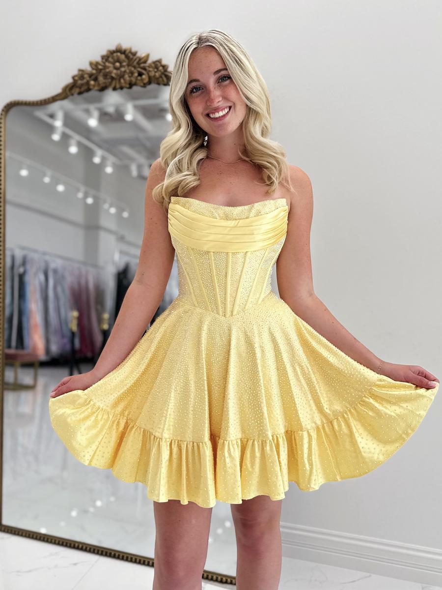 Royal Blue Strapless Beaded Corset Mini A-Line Homecoming Dress
