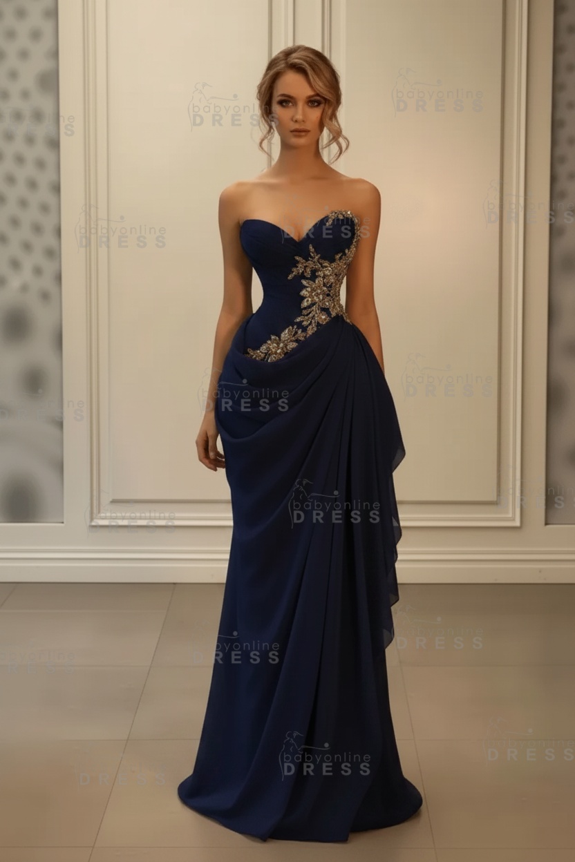 Stunning Sweetheart Strapless Ruffles Bodycon Prom Dress with Appliques