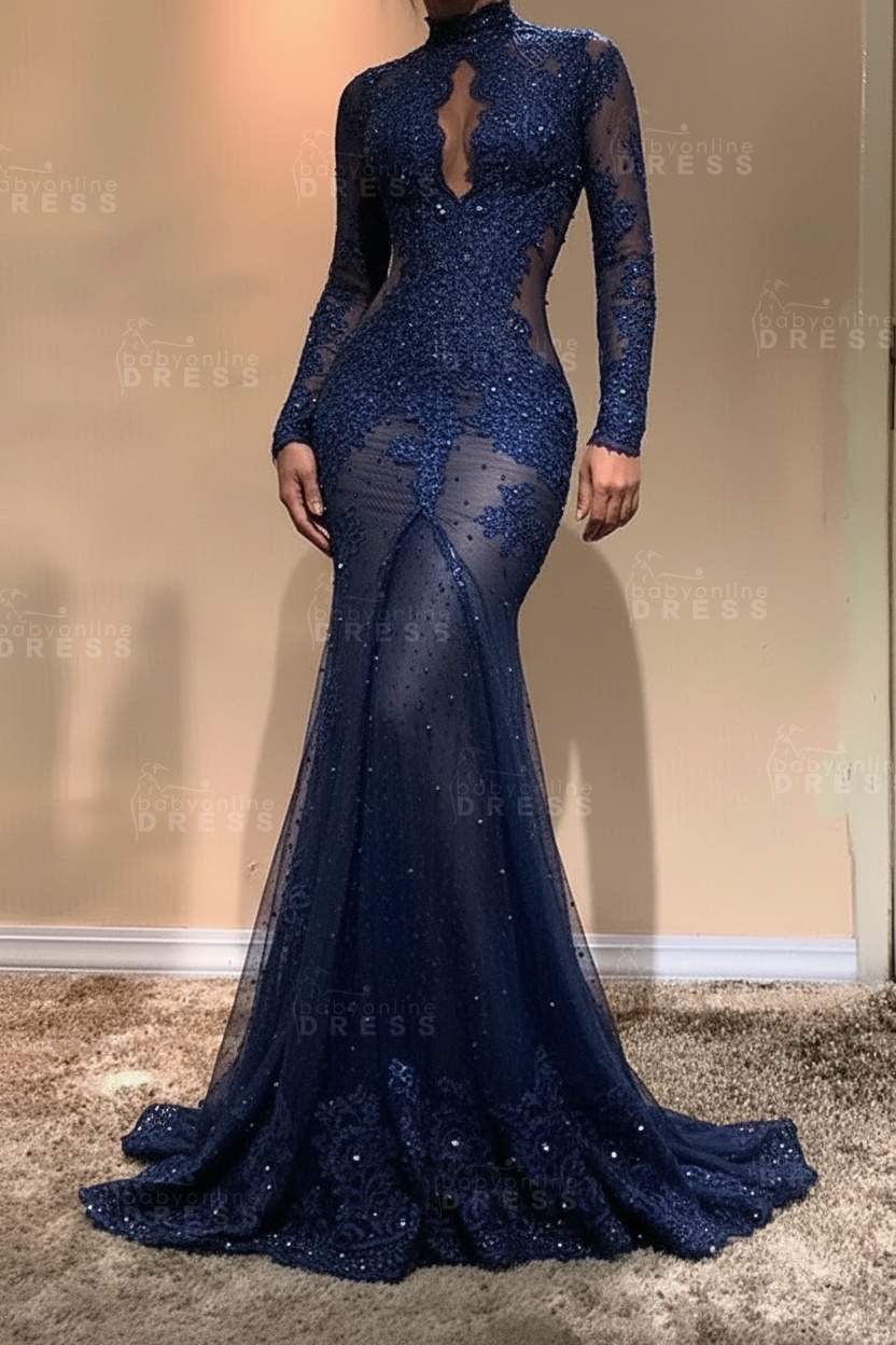 Gorgeous Long Sleeve Mermaid Evening Dress | Lace Formal Dress