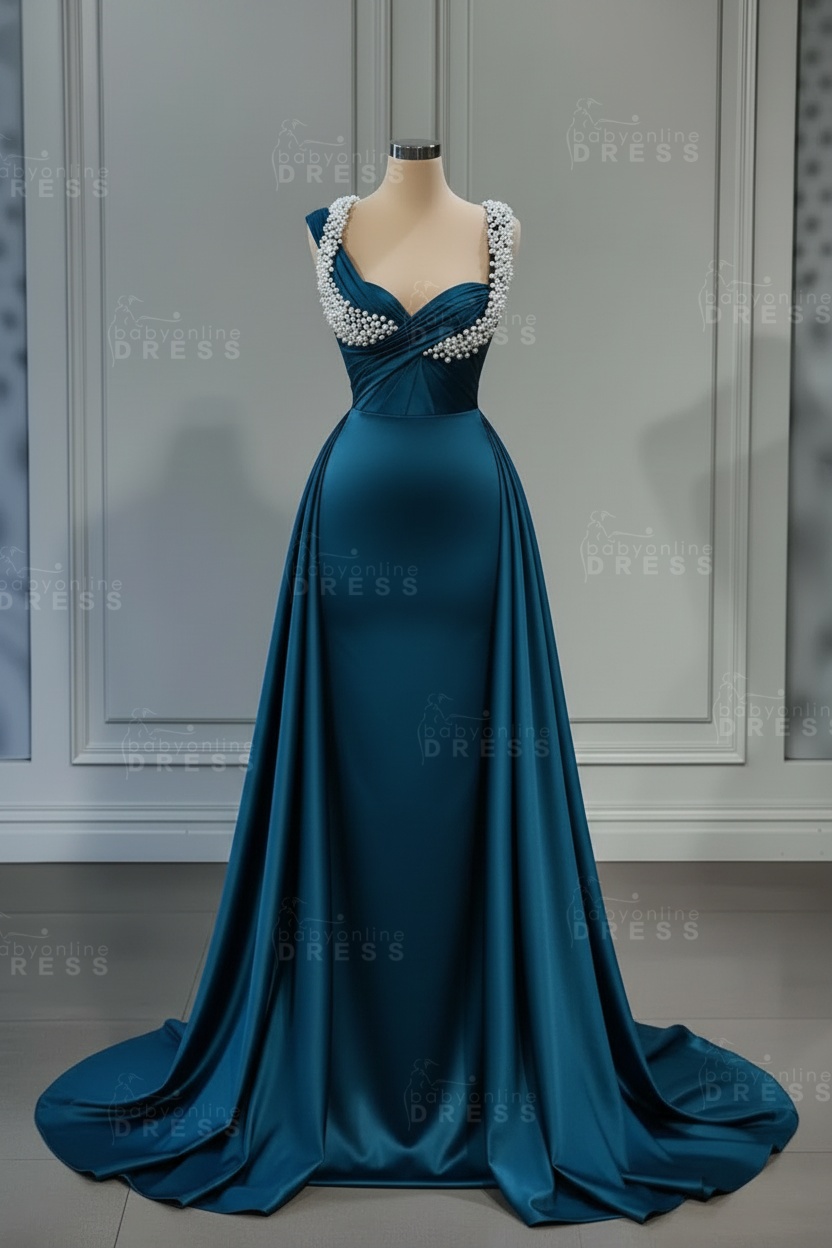 Sweetheart white mermaid prom dress with overskirt