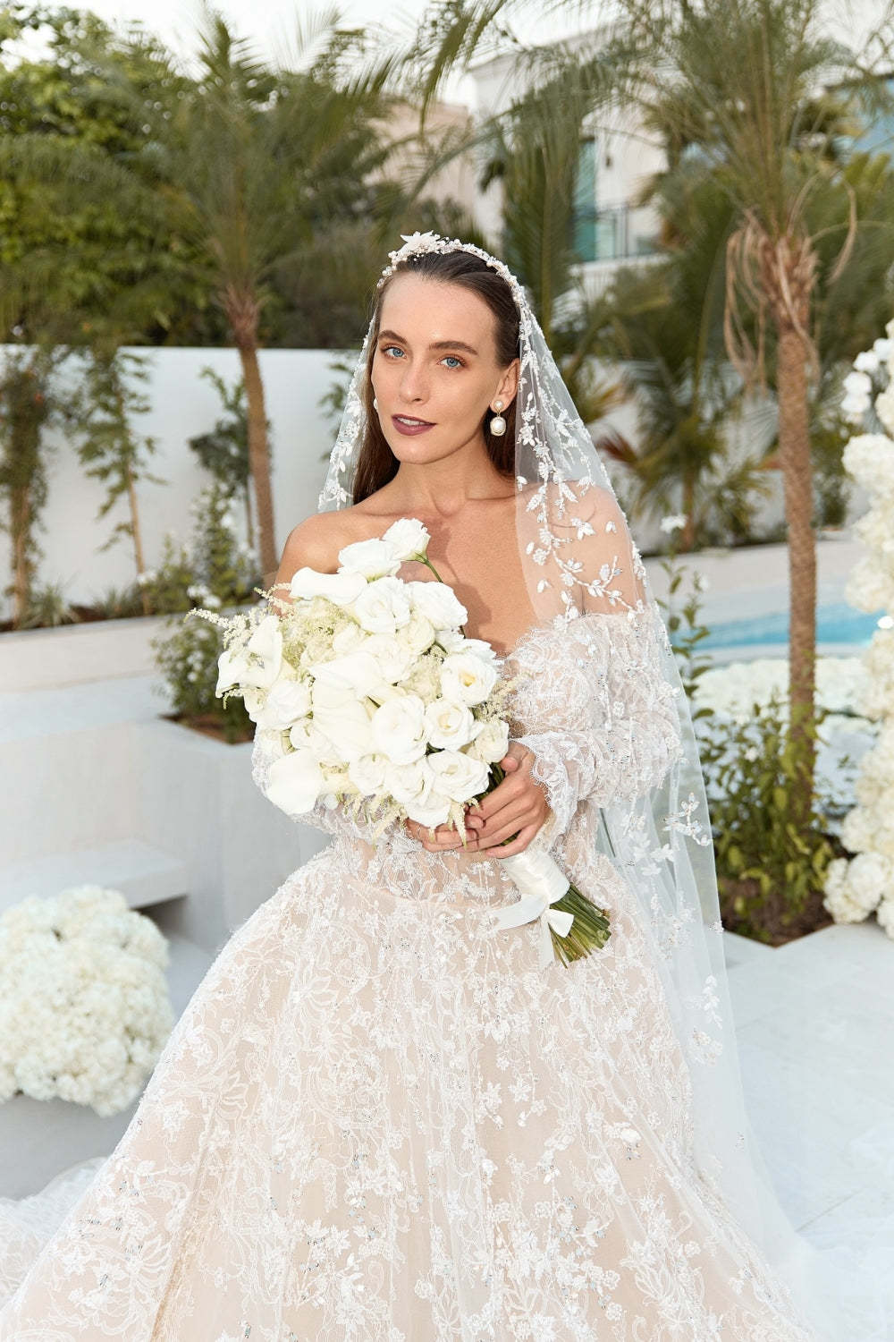 Off-the-Shoulder Aline Wedding Dress with Sleeves