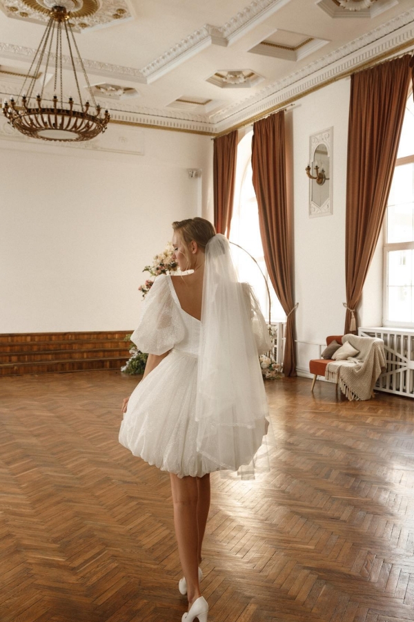 Off the shoulder Wide Sleeves White Princess Wedding Dresses