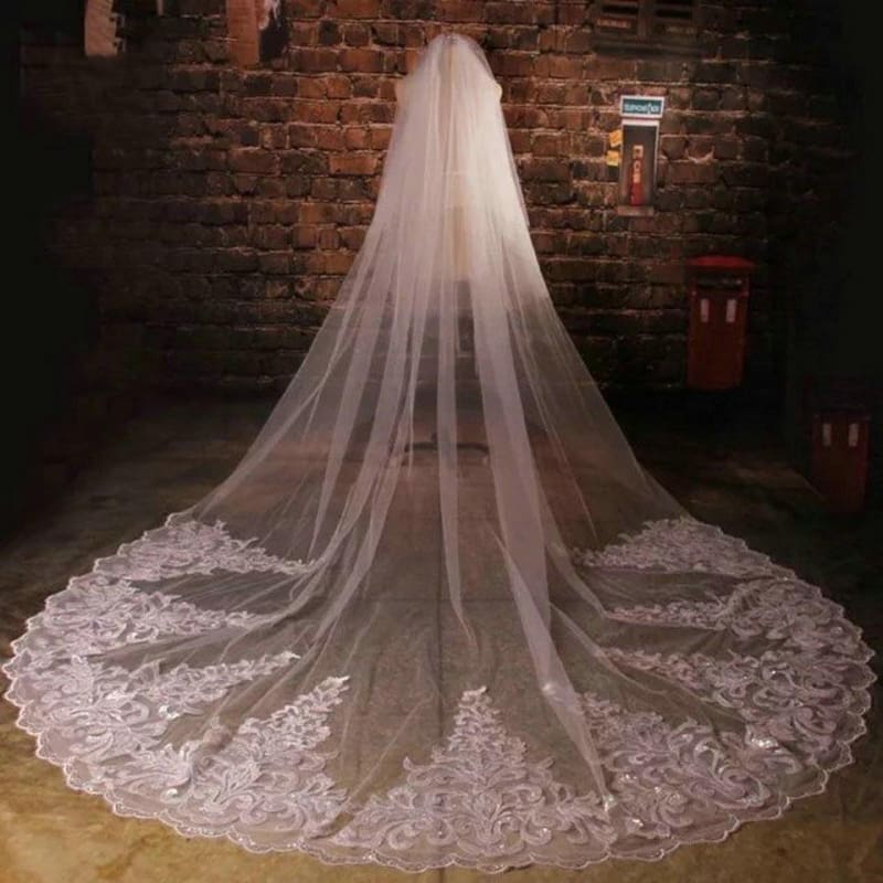 One-Layer 3m Tluue Lace Yard Wedding Veils | Babyonlinewholesale - wedding veils