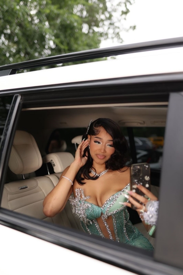 Luxury One-Shoulder Beadings Mermaid Prom Dress Sage with High Split