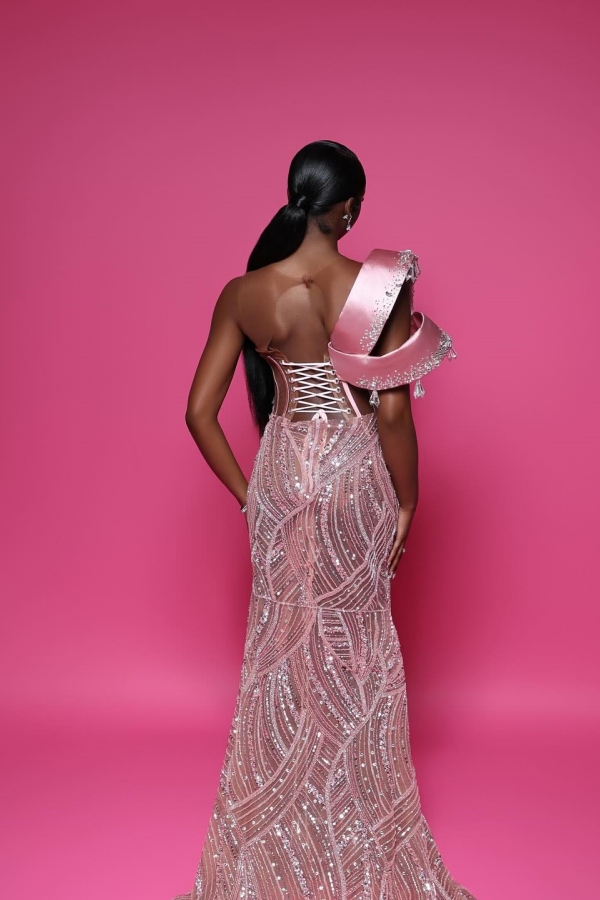 One-Shoulder Sleeveless Mermaid Prom Dress Long with Beadings