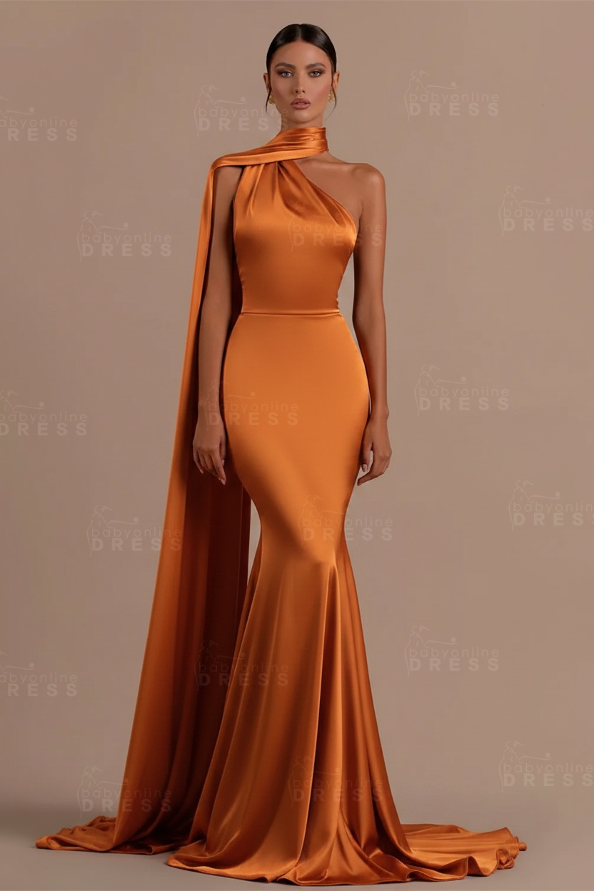 Black One shoulder Mermaid Long Sleeveless Prom Dresses