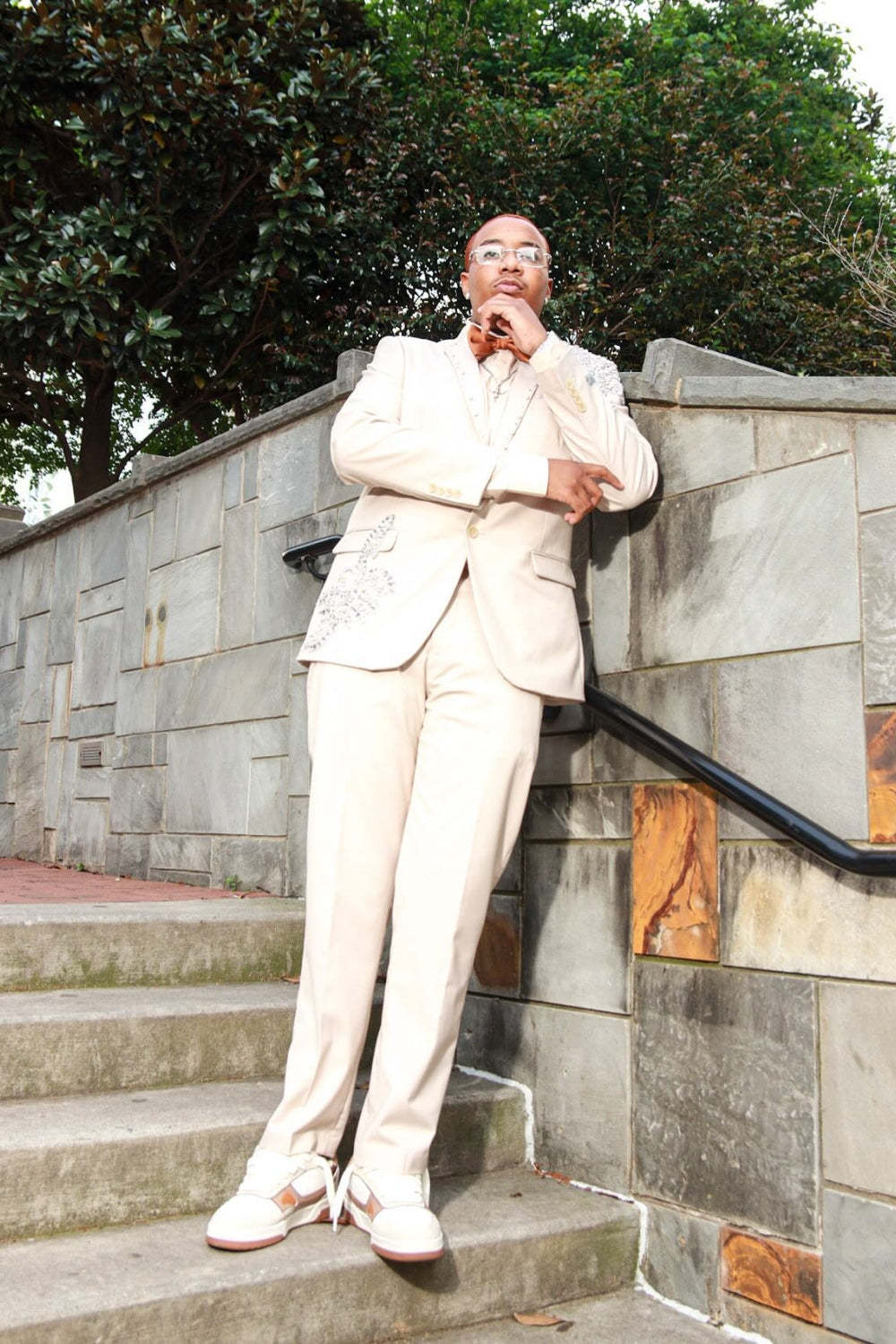 Stylish Champagne Two Piece Prom Suits One Button Peaked Lapel Men Suits