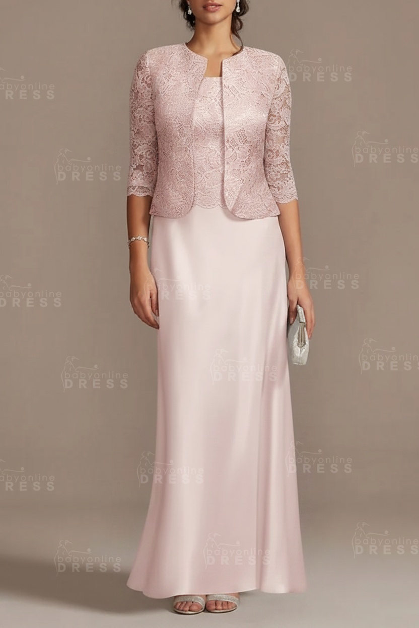 Long sleeves Sky blue Column Long Mother of the bride Dress