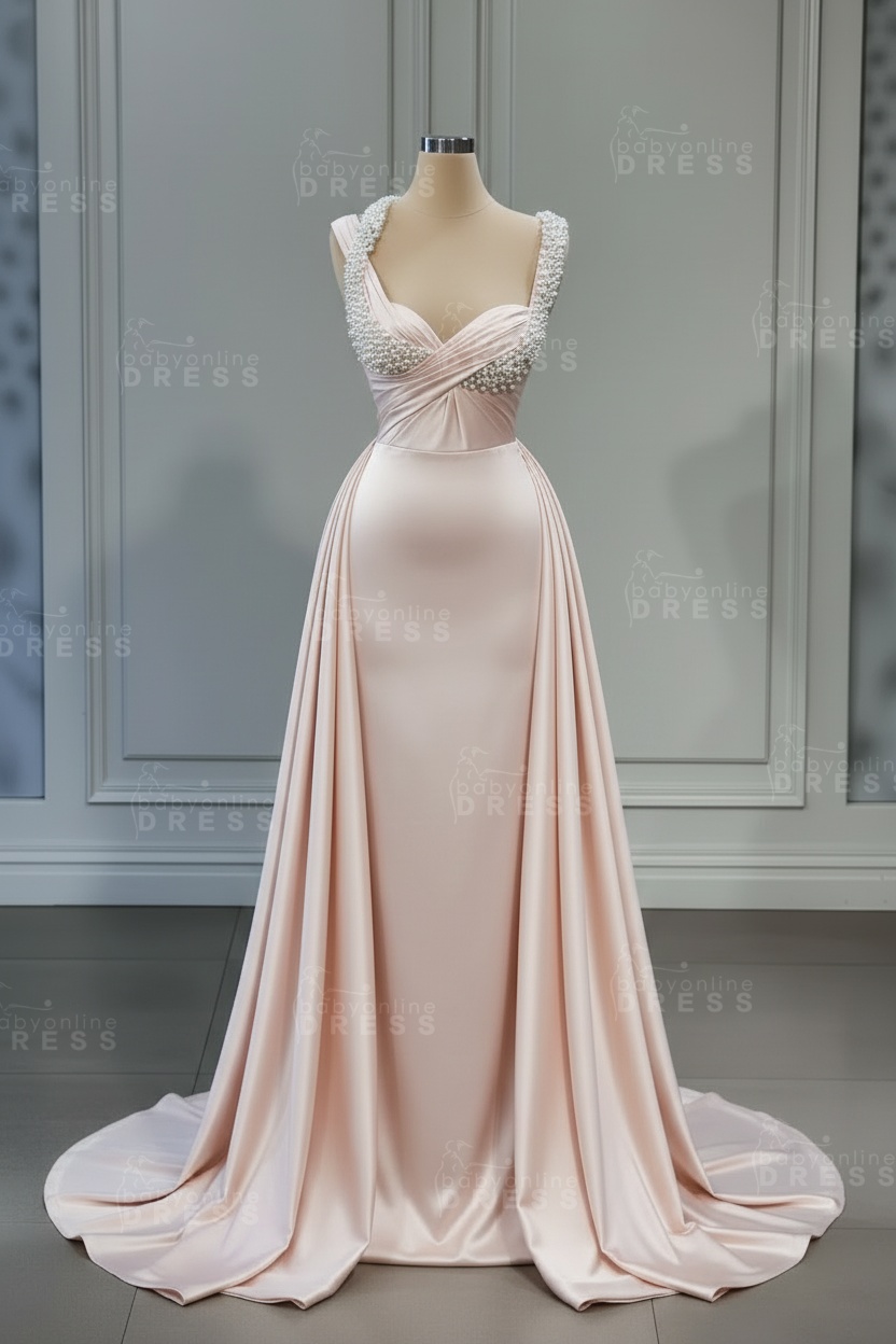 Sweetheart white mermaid prom dress with overskirt