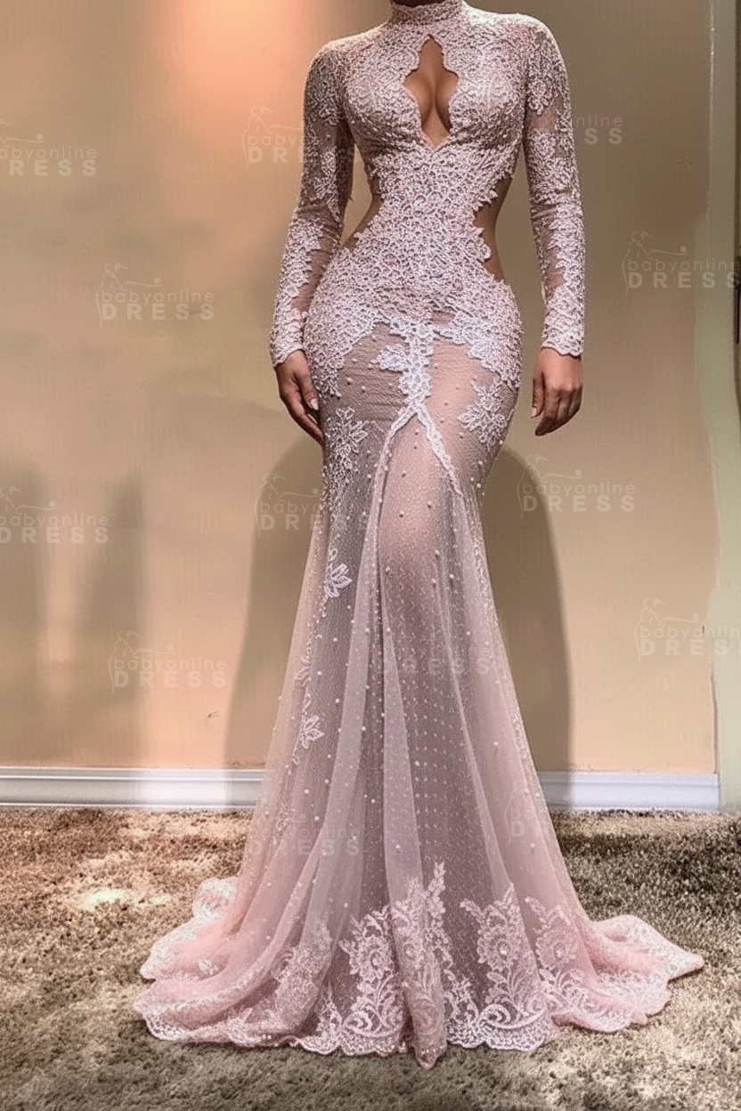 Gorgeous Long Sleeve Mermaid Evening Dress | Lace Formal Dress