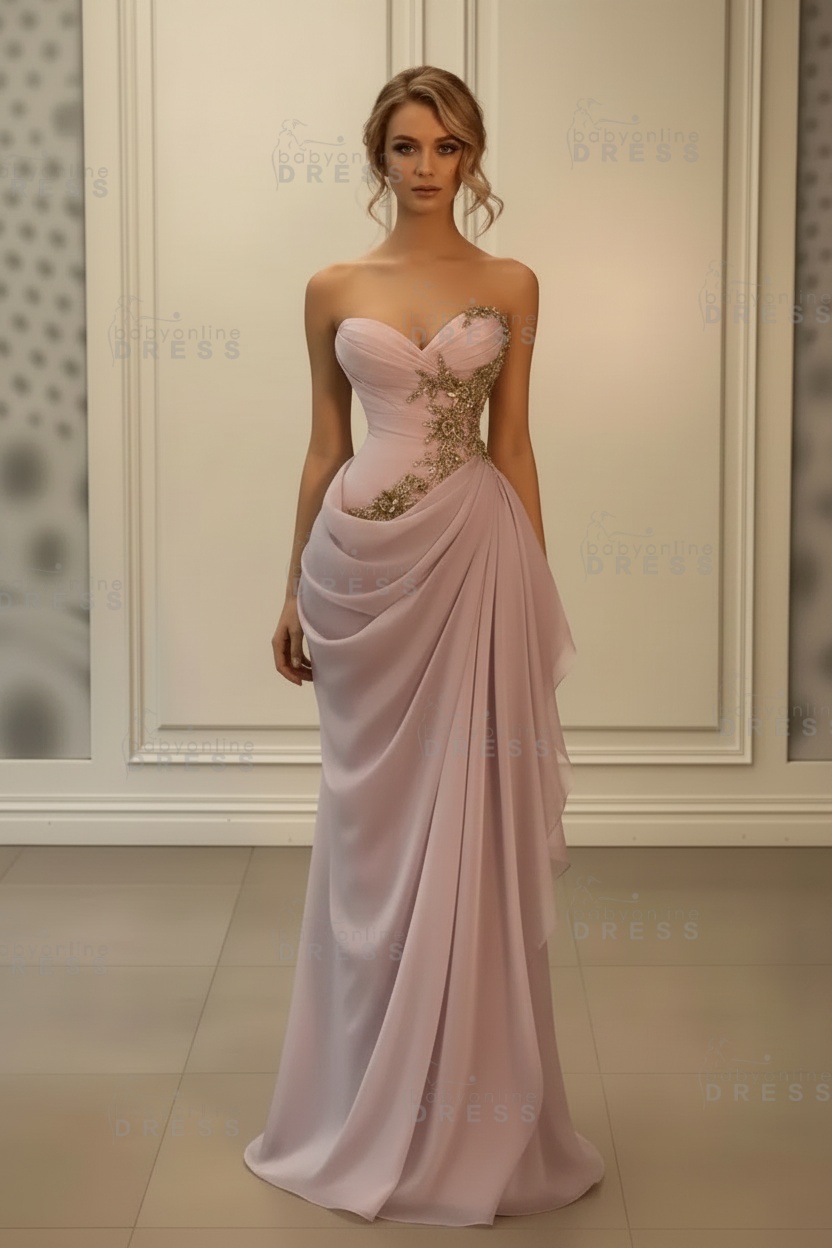 Stunning Sweetheart Strapless Ruffles Bodycon Prom Dress with Appliques